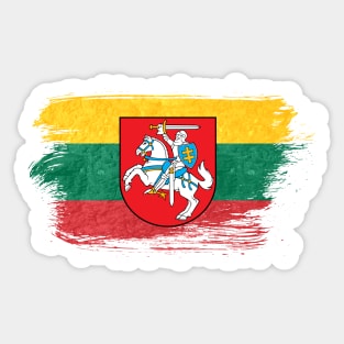 Lithuania flag - grunge brick stone Sticker